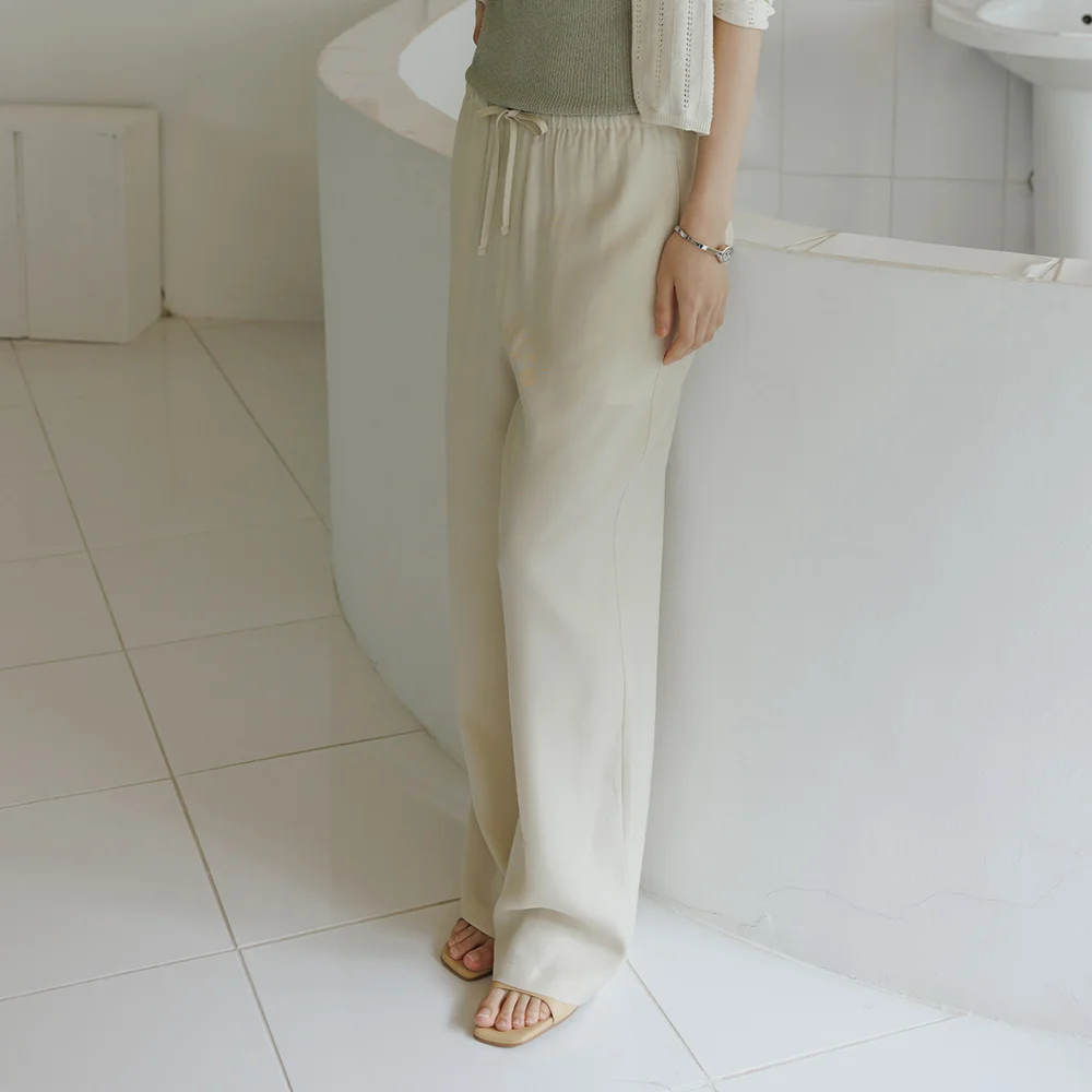 VEIL TENCEL GABARDINE PANTS (LIGHT BEIGE)