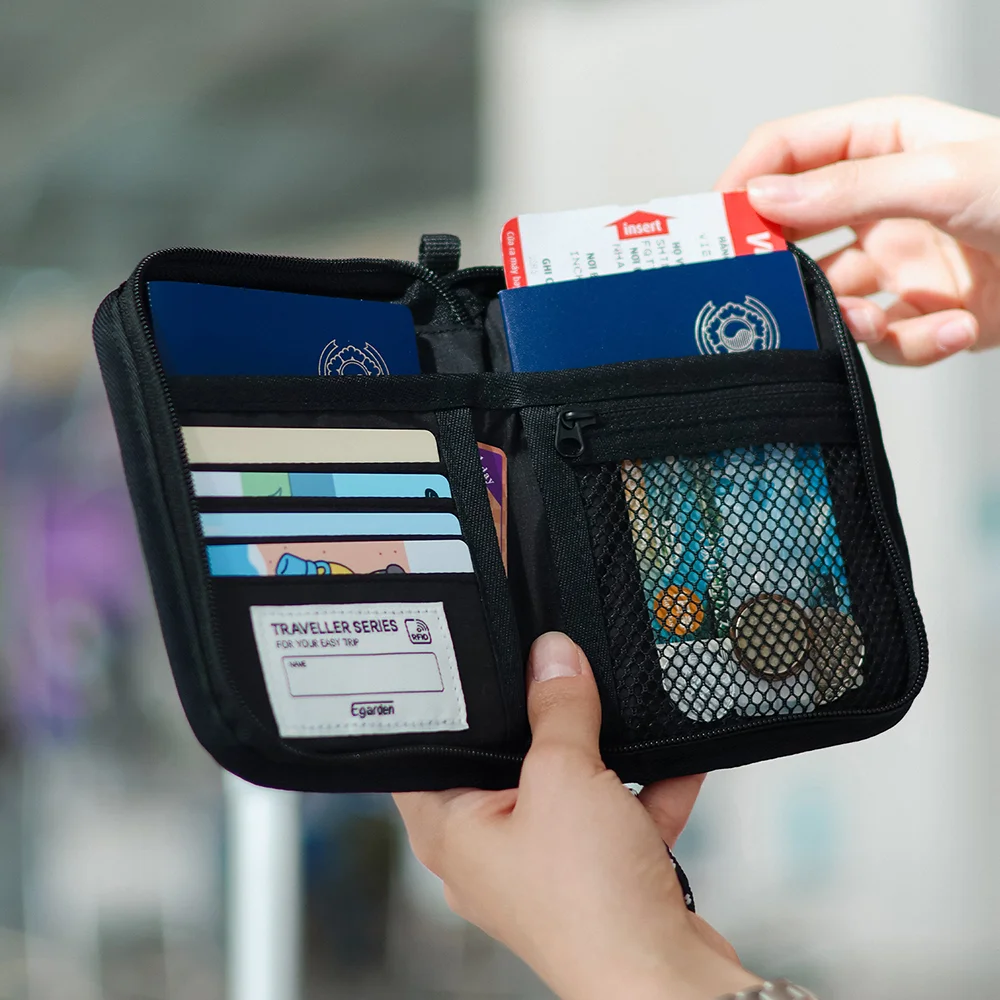 旅行者 護照 柔軟 RFID 防護 個人資料 保護 旅行錢包 護照 保護殼 銀包 - 深黑色