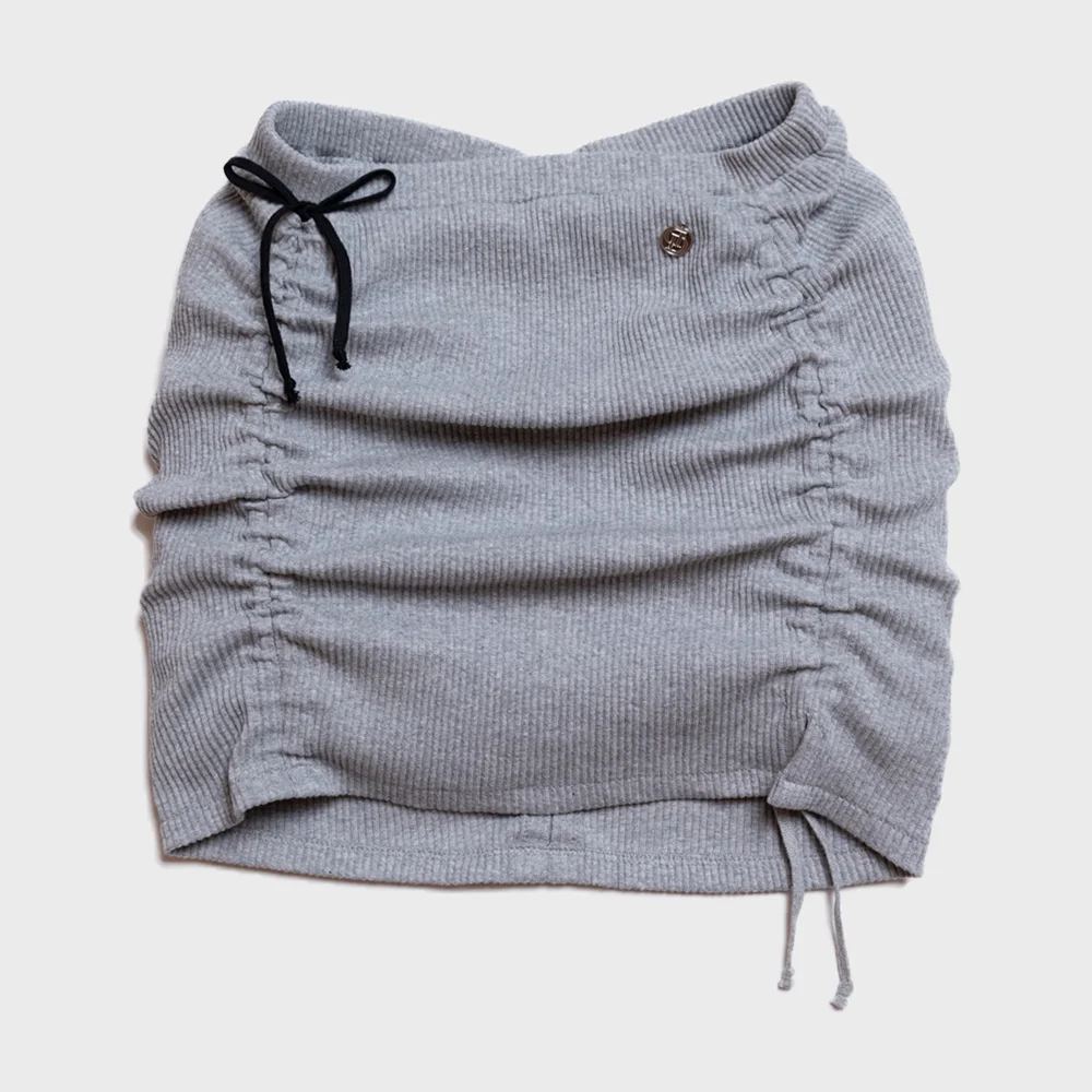 SHIRRING STRING SKIRT GRAY