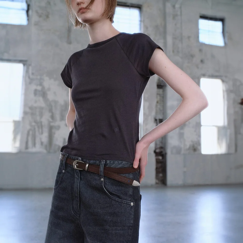 Round Hem Slim Tee Ash (KE6340M014)