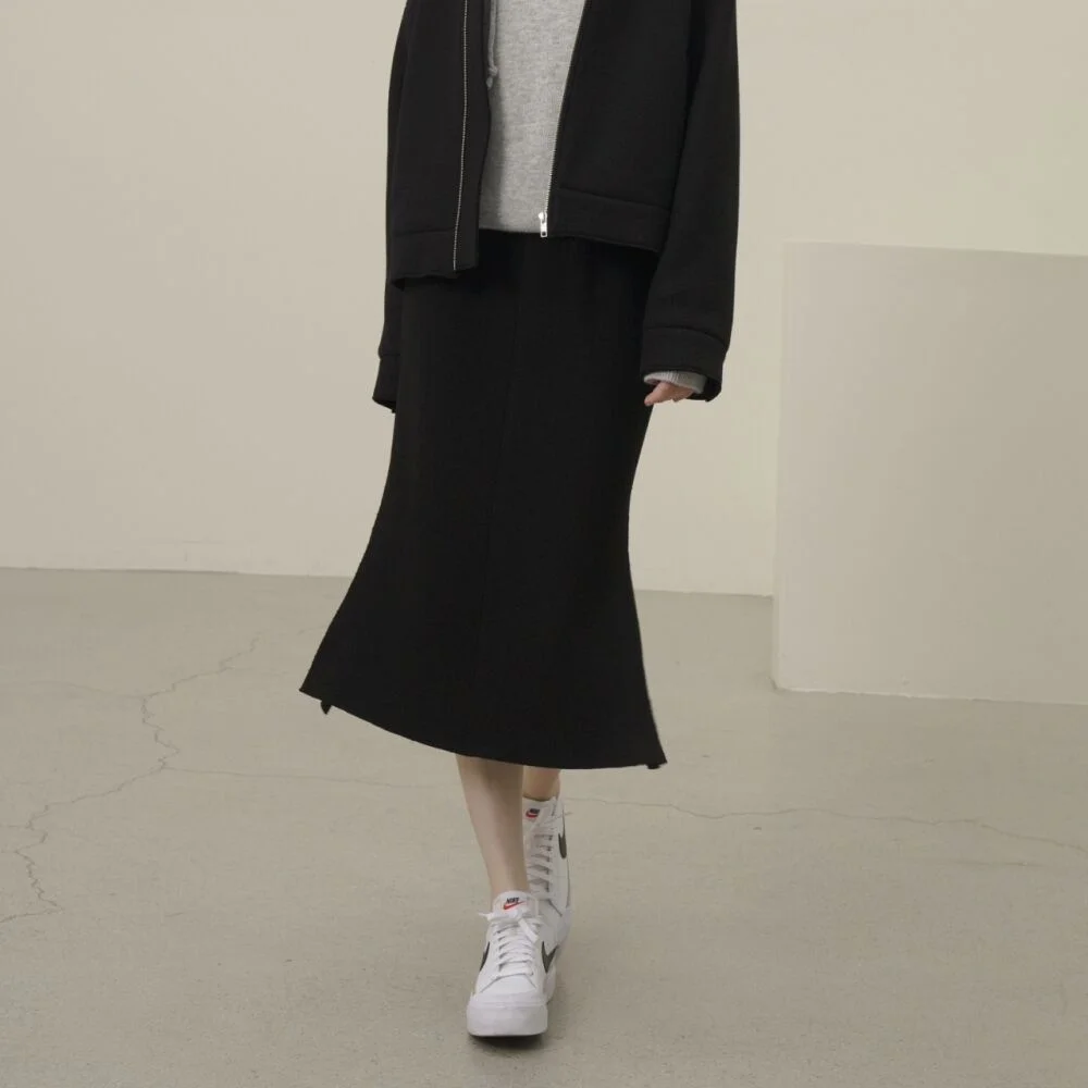 Knitted Wool Mermaid Skirt _Black