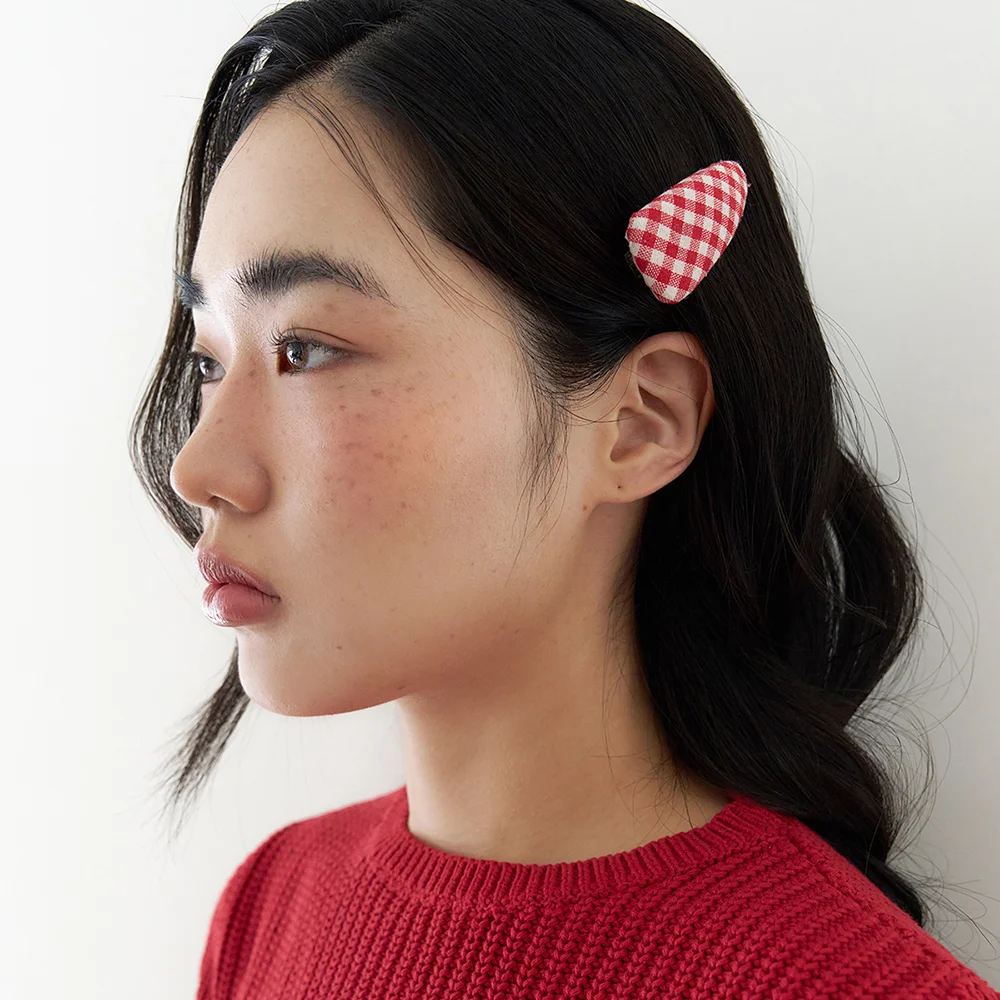 ginghamcheck hair pin - red