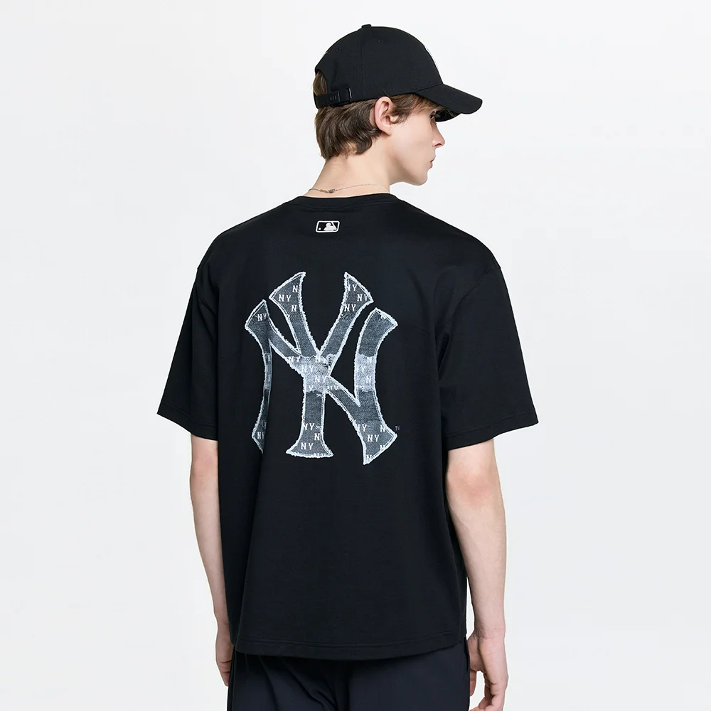 復古 仿牛仔 Monogram Big Lux 寬鬆版型 短袖 T恤 NY (Black)