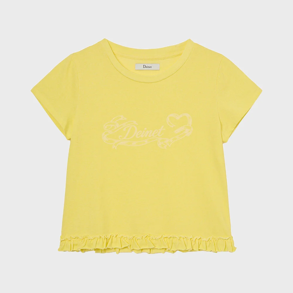 RUFFLE WASHED T-SHIRT IN MUSTARD