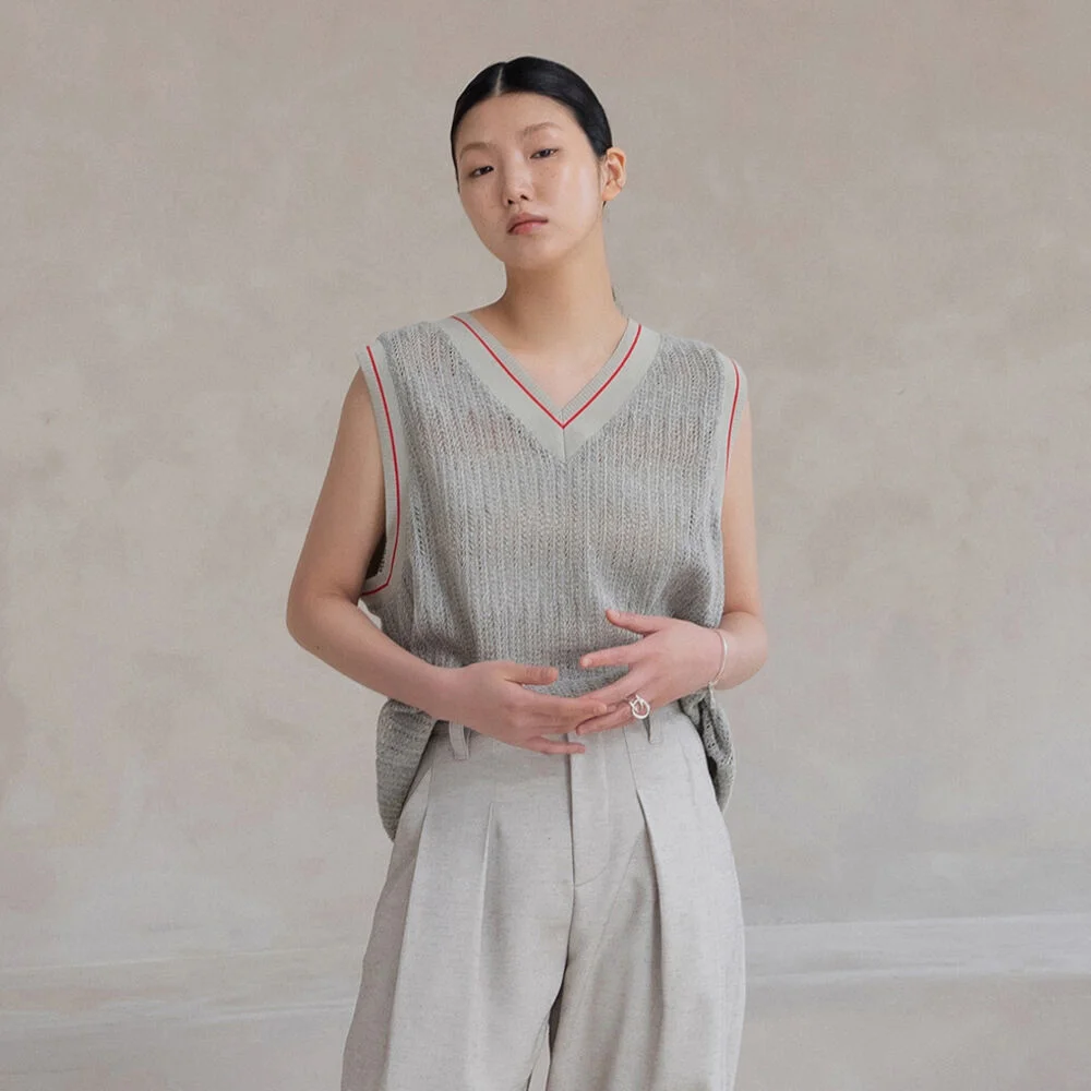 LINE NET VEST / ASH KHAKI