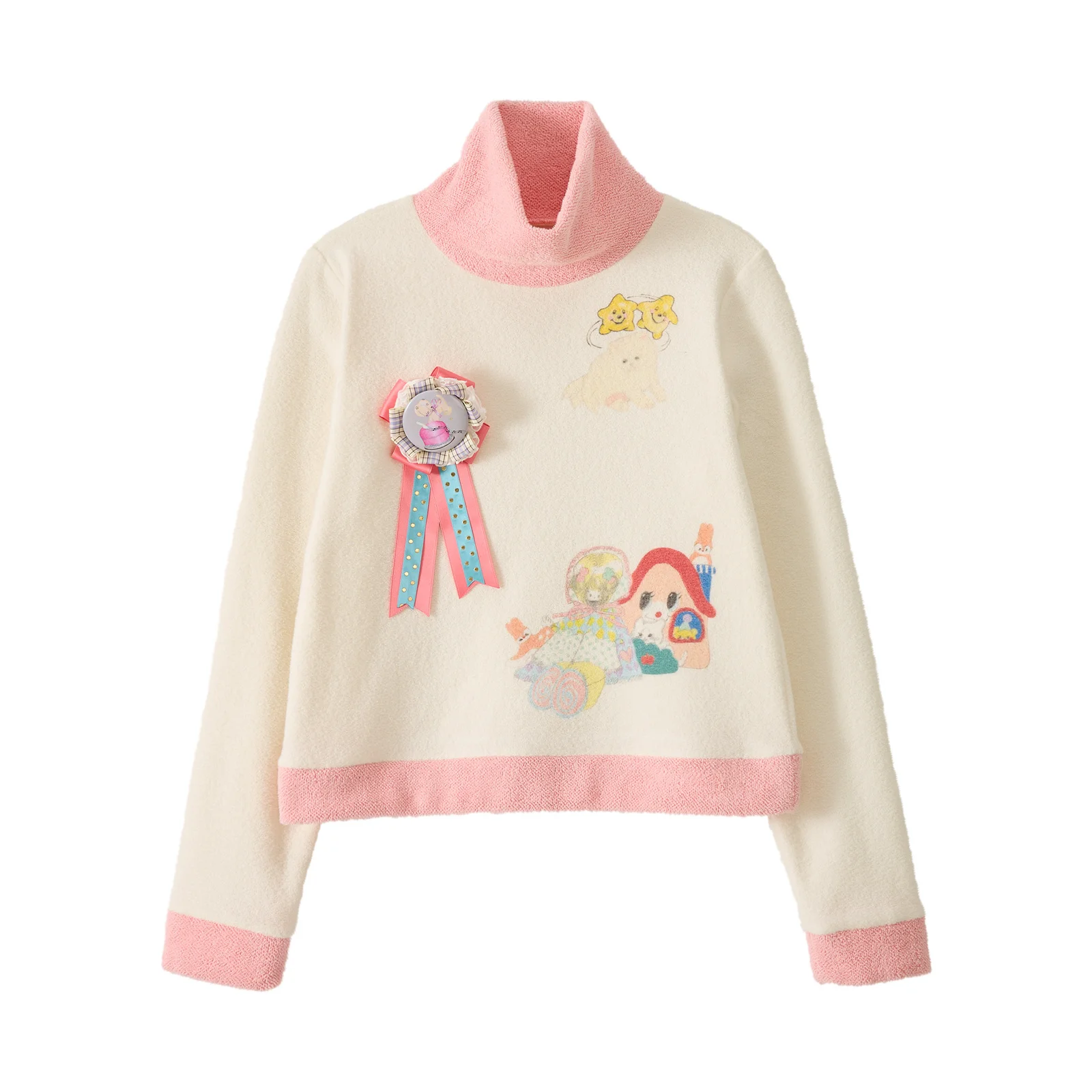 Brooch High Neck Knit Top