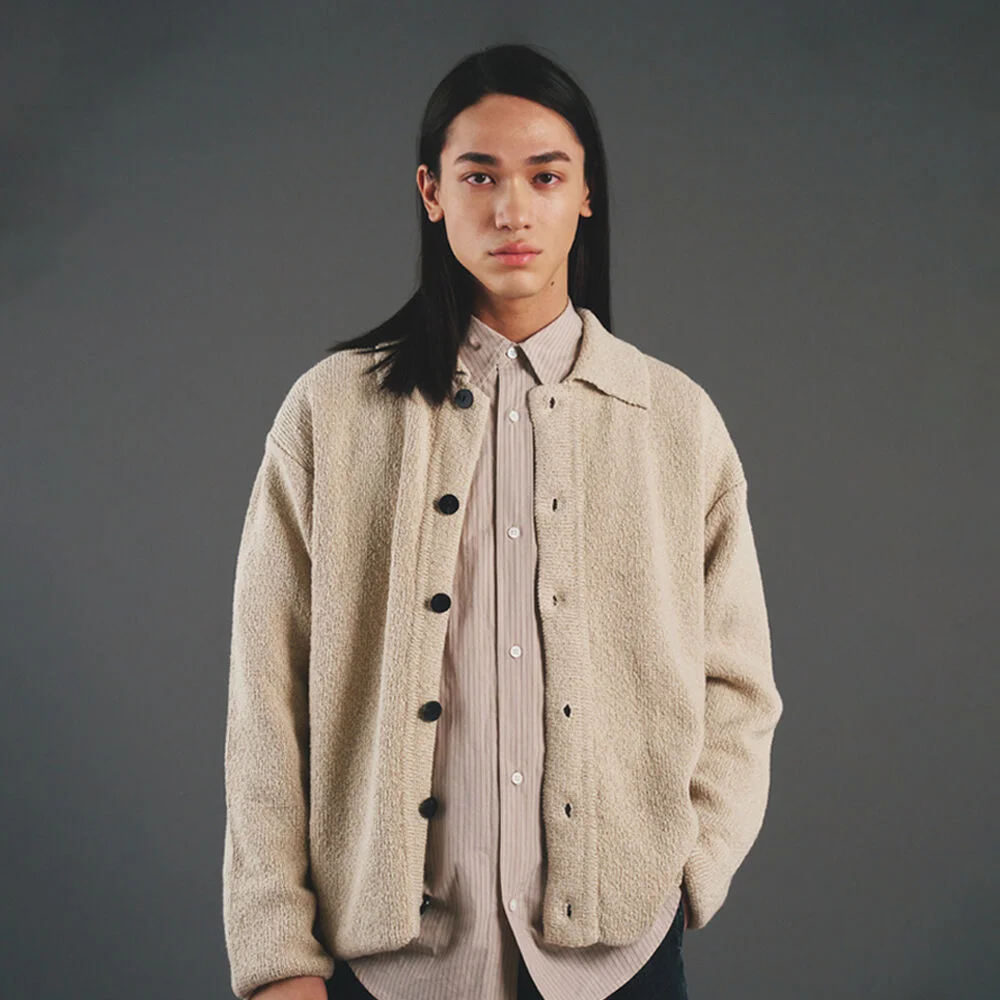 Dewdrop Boucle Knit Cardigan_ Cream