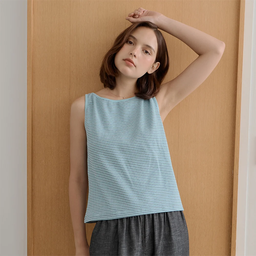 Stripe Boatneck Sleeveless_Sora