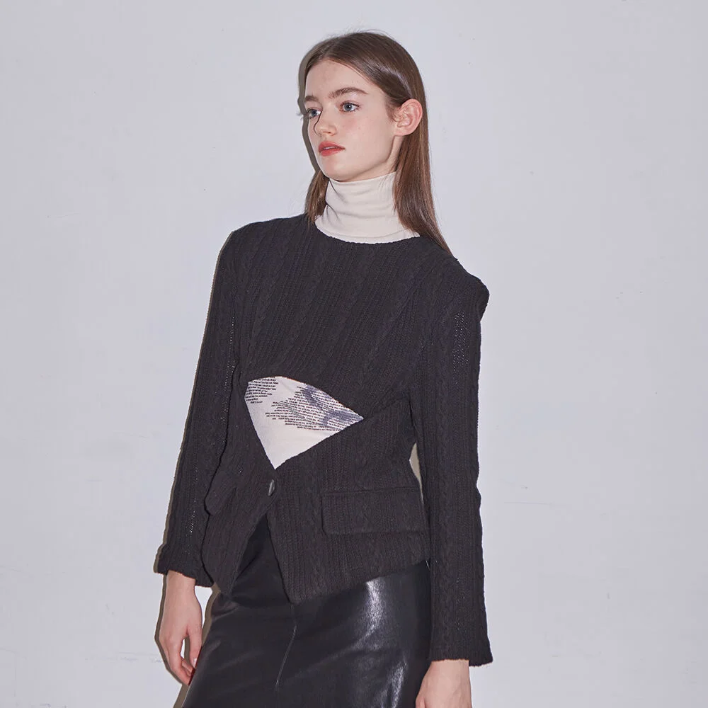 Cable Slit Knit Top