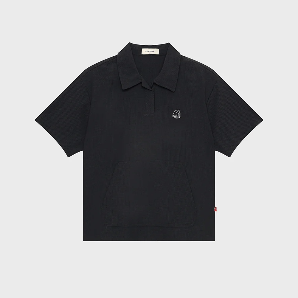 Perrier 冰霜色 泡泡紗 Polo 短袖 T恤 - W_Black_OWM26262Z1