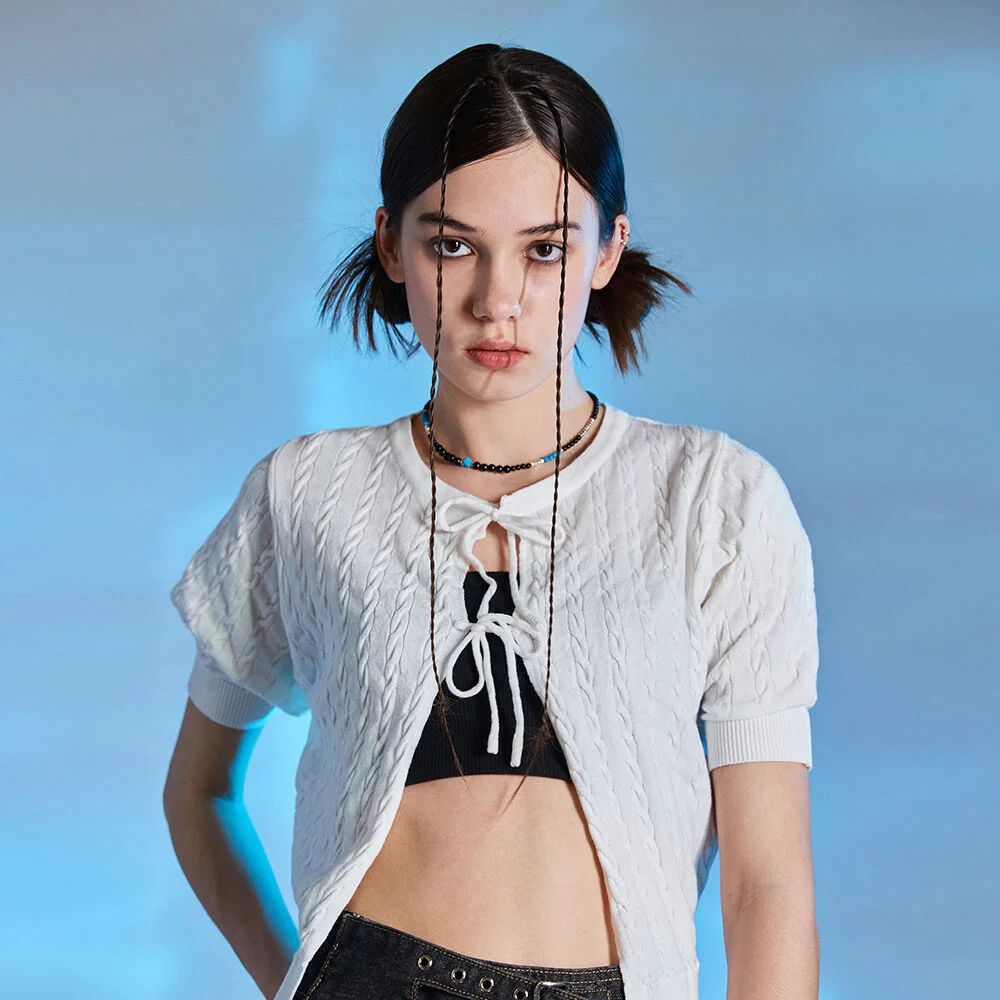 L10 RIBBON CARDIGAN(WHITE)
