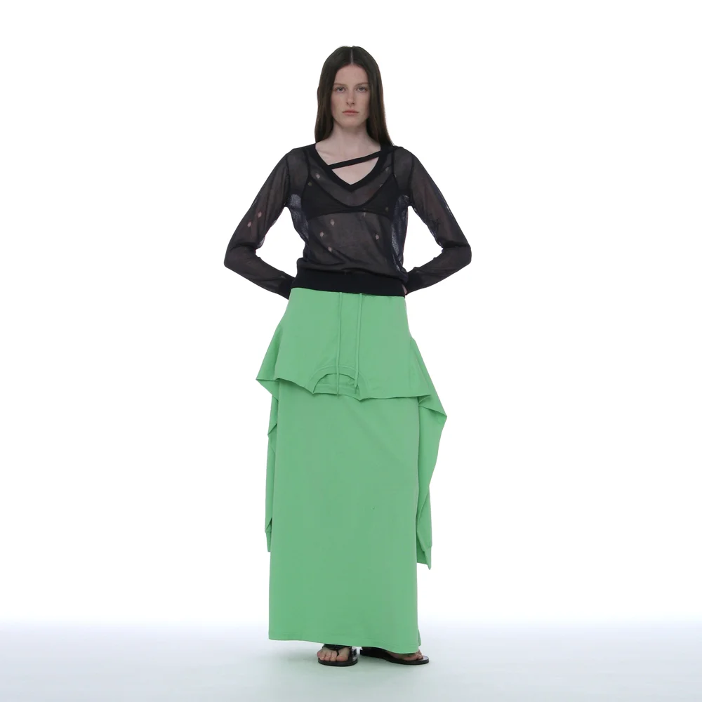 DECONSTRUCTED TEE MAXI SKIRT_NEON GREEN
