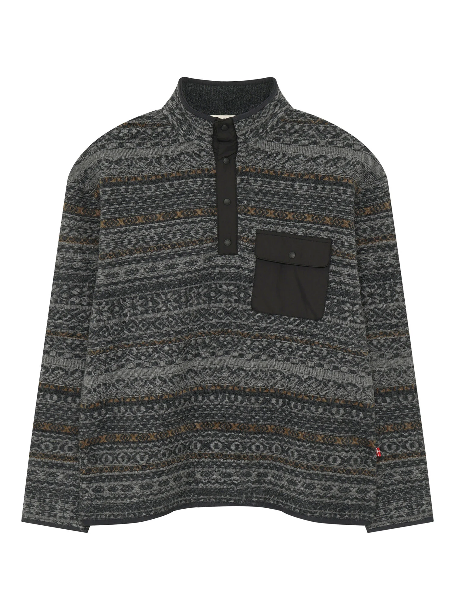 Button Neck 提花 毛衣 - M_MELANGE DARK GREY OMW26K05ZJ