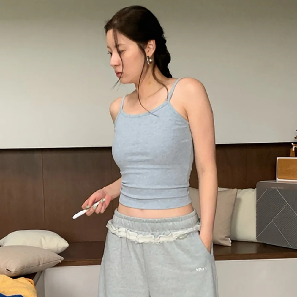 K Ribbed Sleevelees Top 灰色