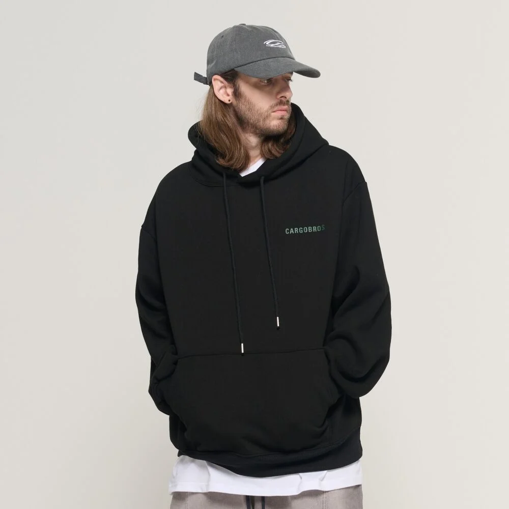 ESSENTIAL LOGO OVER HOOD T-SHIRT (BLACK)