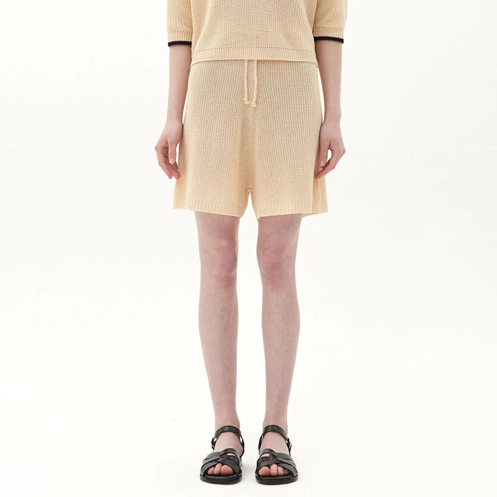 string knit short_cream