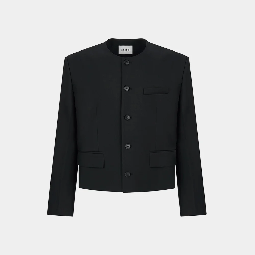 (M) PURE COLLAR TAILORED JACKET - BLACK