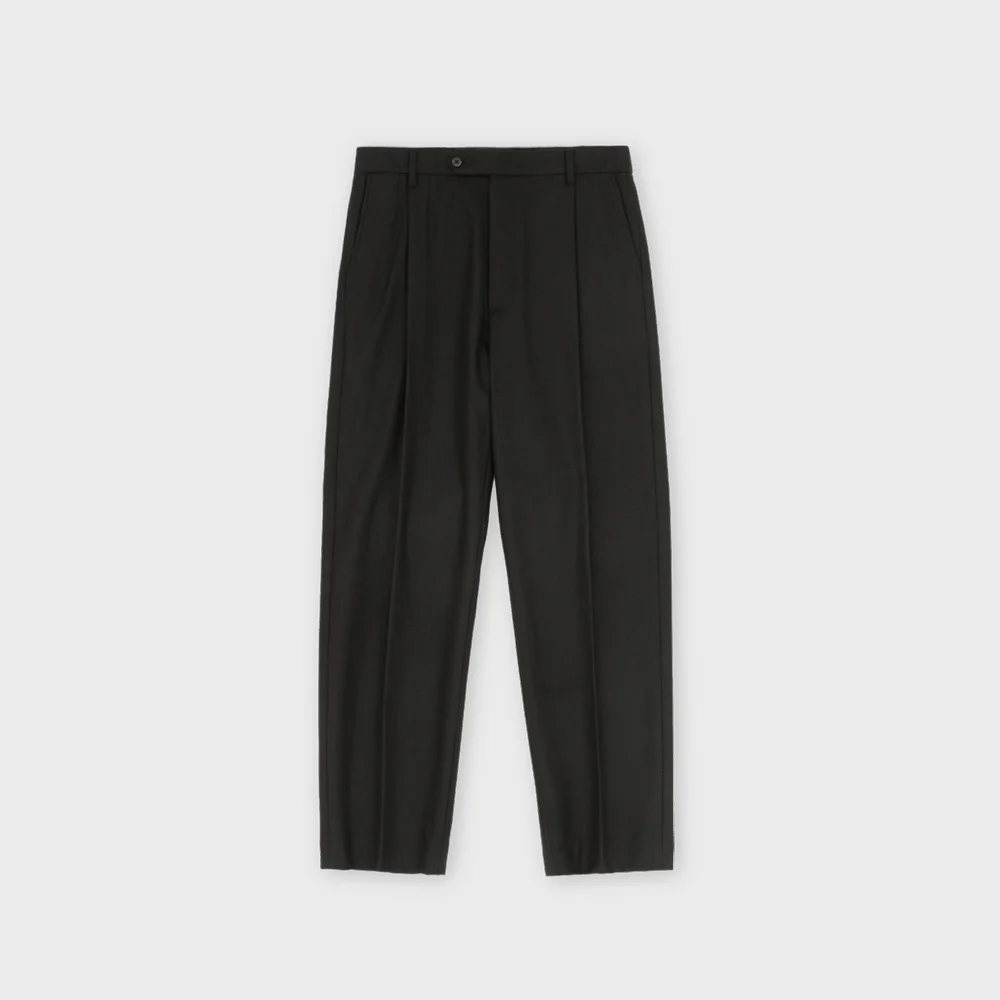 Pure Wool One Tuck Trouser, Black