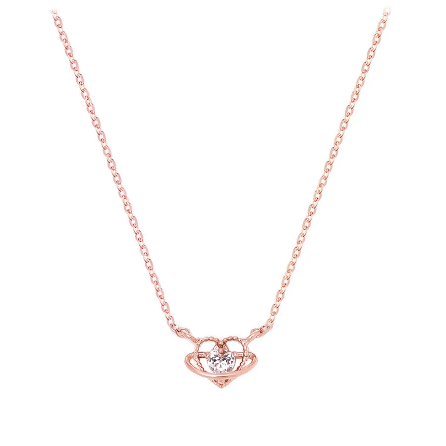 玫瑰色 心形 環 BL253N1219 女裝項鏈 心形 水鑽 玫瑰鏈 Necklace