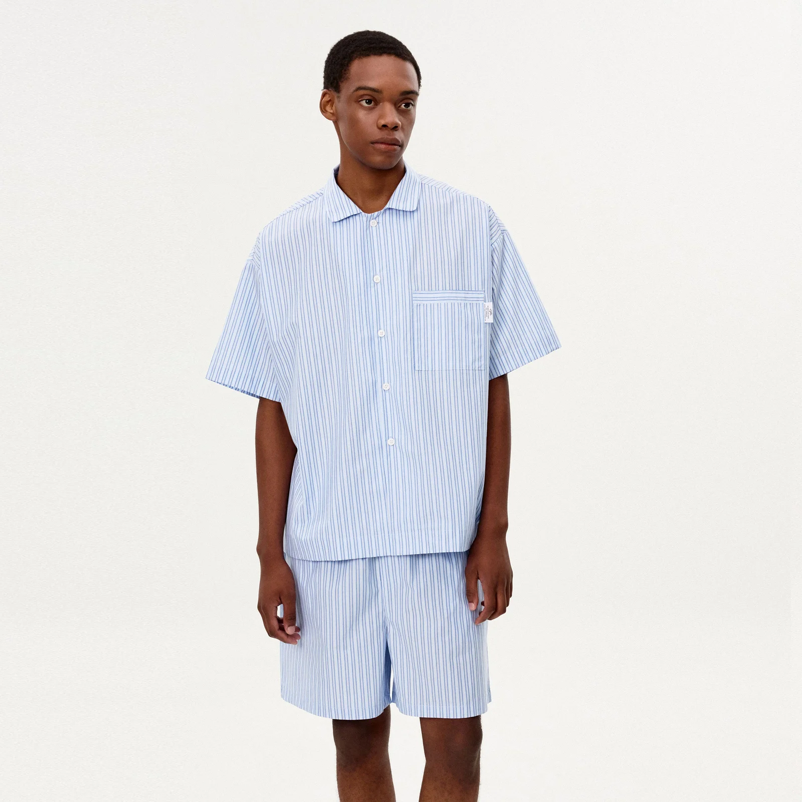 POPLIN STRIPE PAJAMAS_LIGHT BLUE