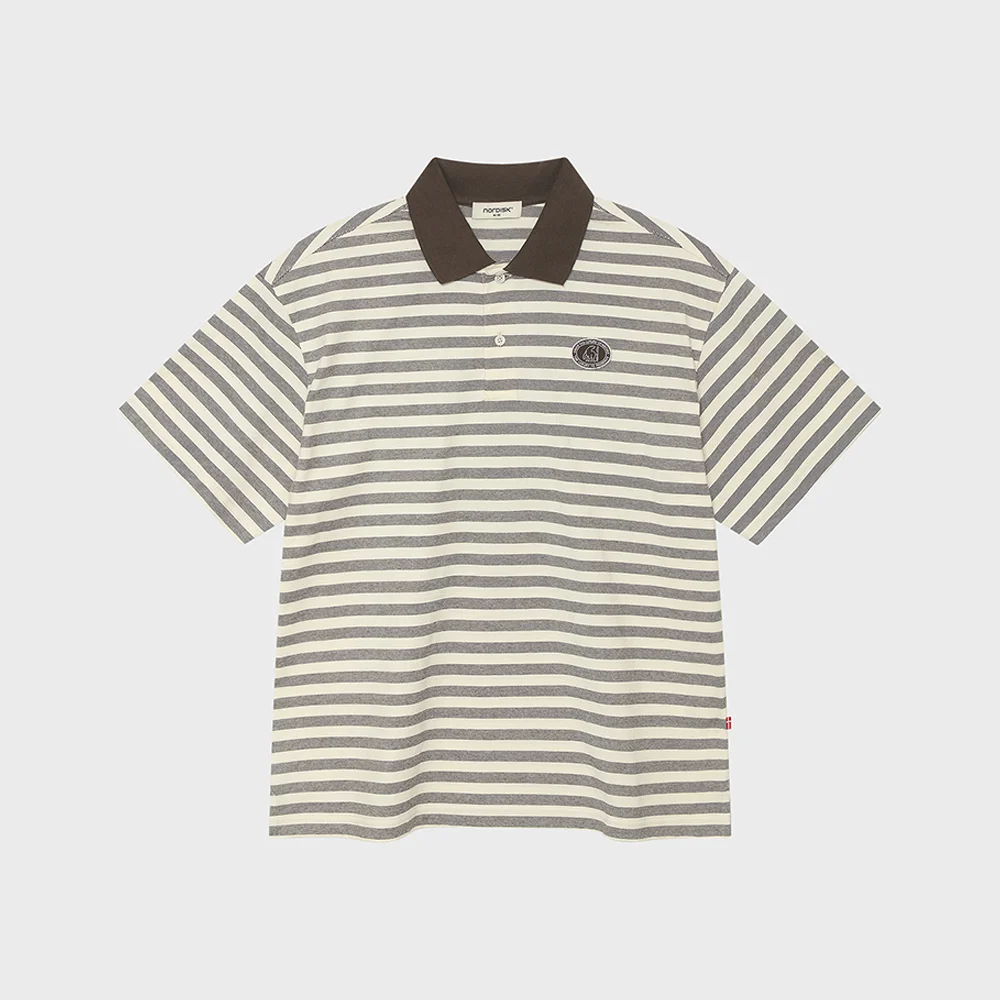 學院風 橄欖球 Polo 短袖 T恤 - U_Brown_OUM26243E7