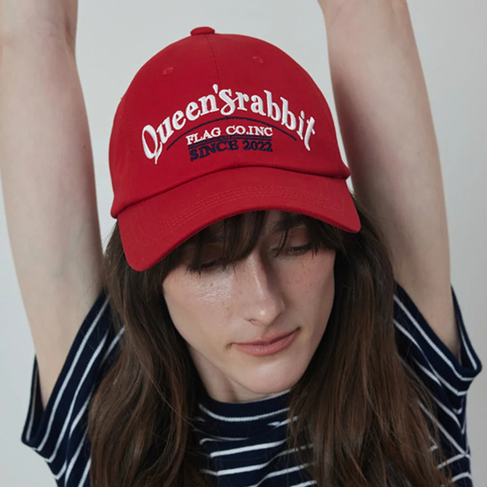 QSRB Cotton Chino Lettering Baseball Cap_RED