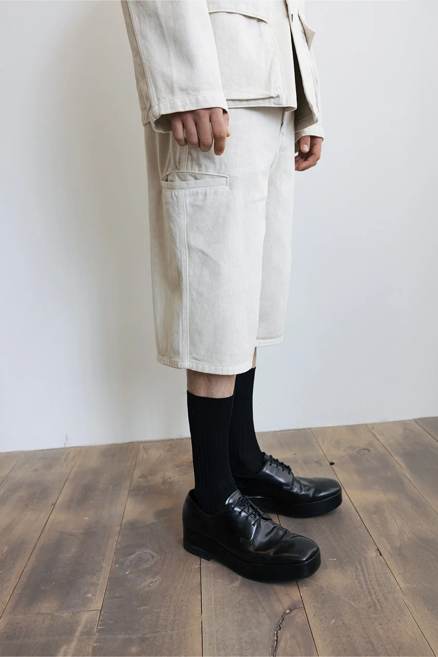 GARMENT-DYED DENIM SHORTS
