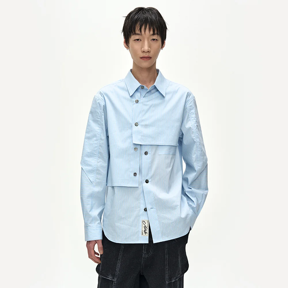 MAEY STRIPE LAYERED SHIRT (BLUE STRIPE)