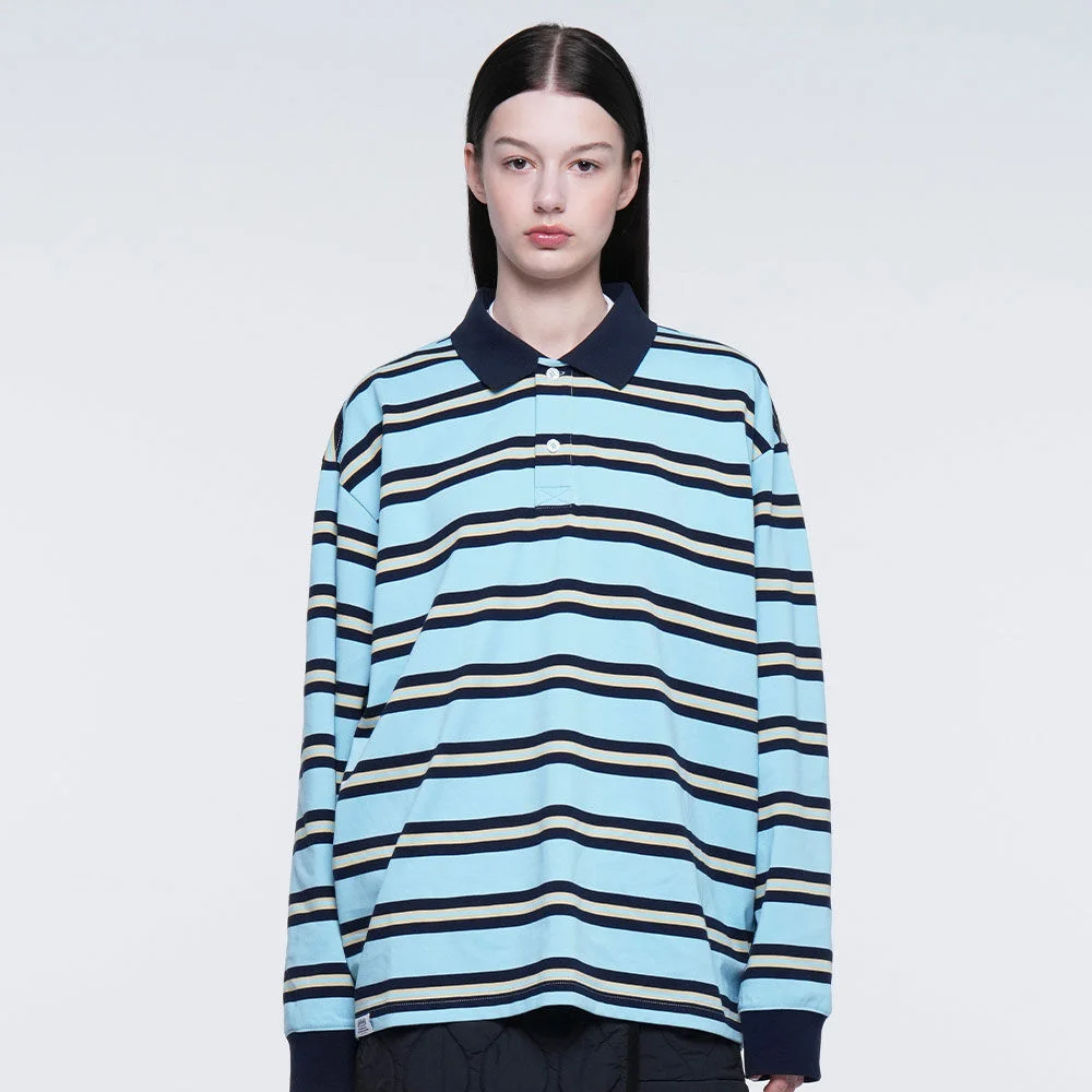 STRIPE COLLARED SWEAT SHIRTS (SKY BLUE)