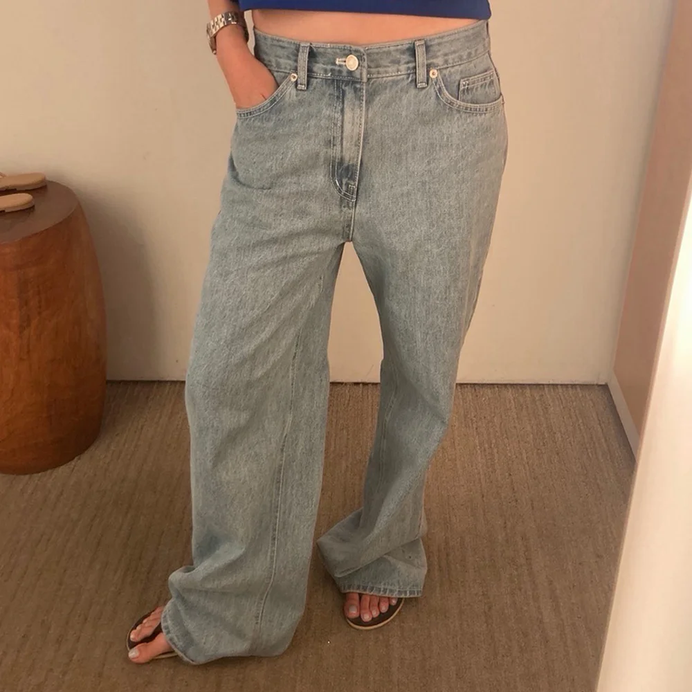 Tate Wide Denim Pants - Light Blue