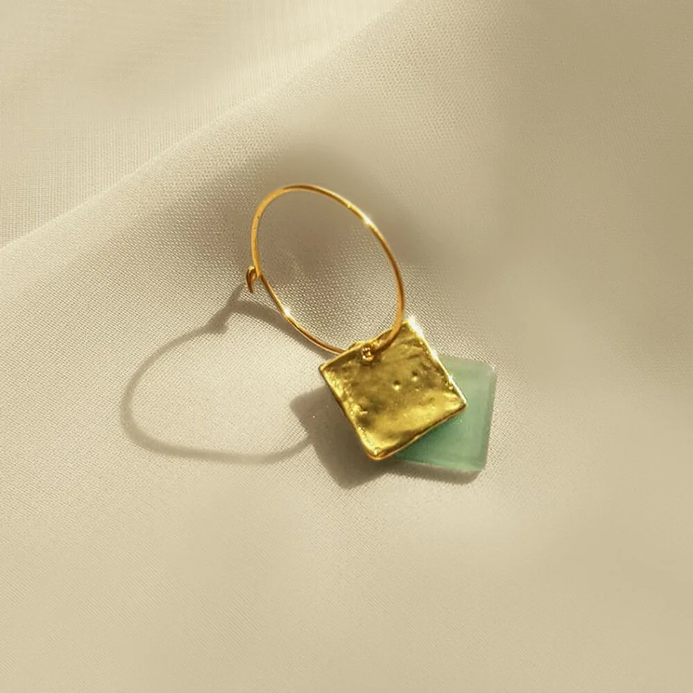 Another square earrings_lilygreen (另一款方形耳環_Rilri 綠色)