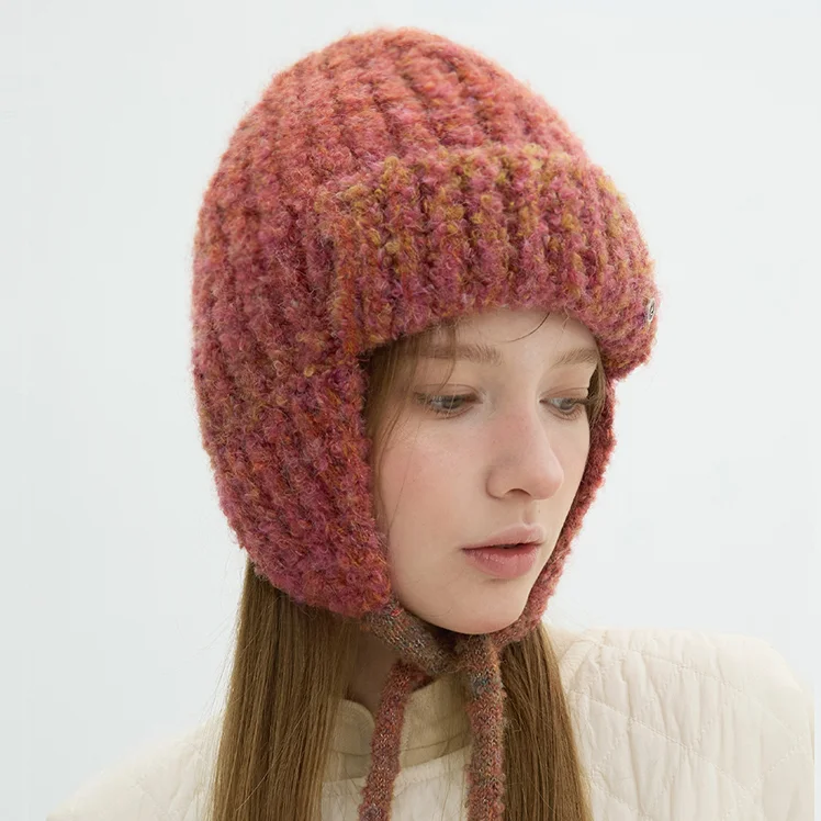 Furry Earflap Beanie - Burnt Orange