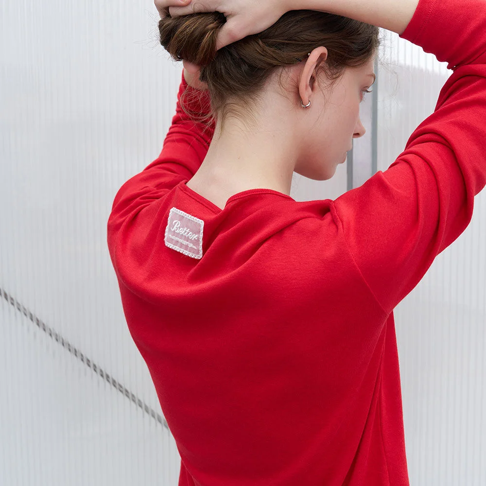 Lace label longsleeve T-shirt _Red