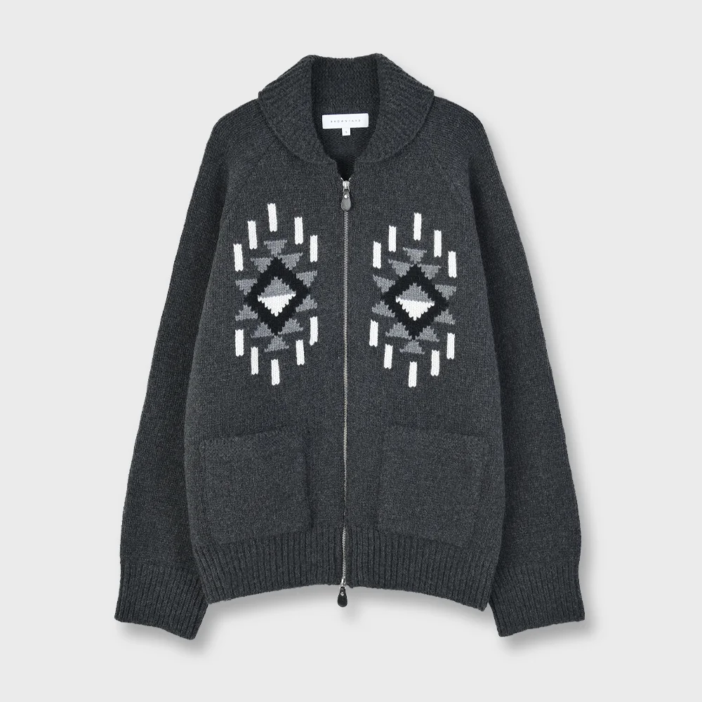 Native Cowichan Cardigan, Charcoal