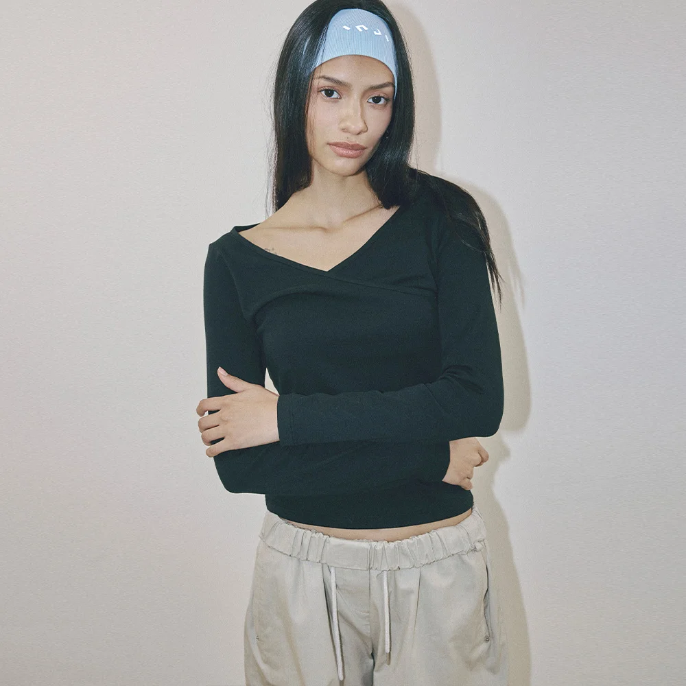 Flex Wrap Fit Long Sleeve Top 黑色
