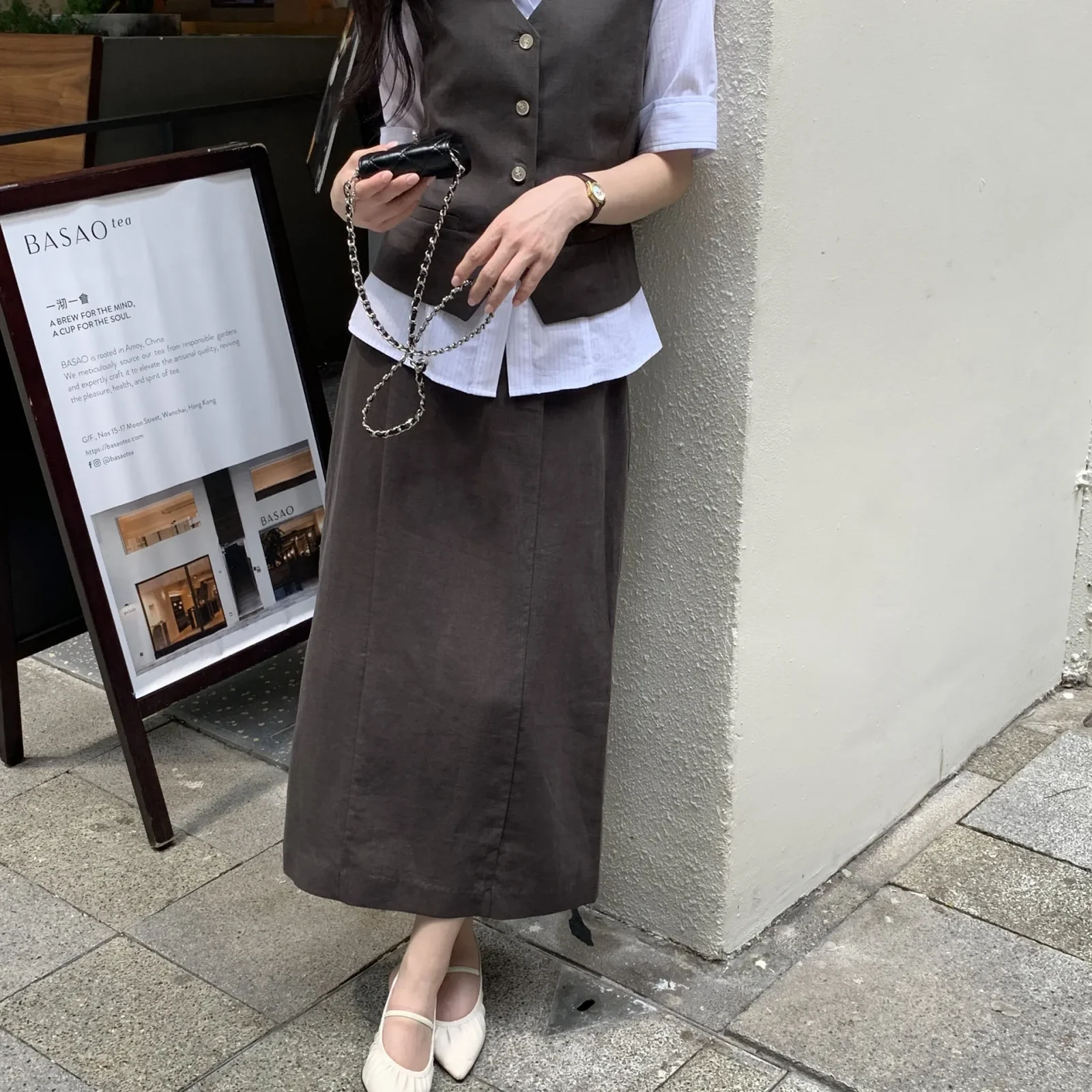 Cabra 亞麻 長 半身裙_2COLORS