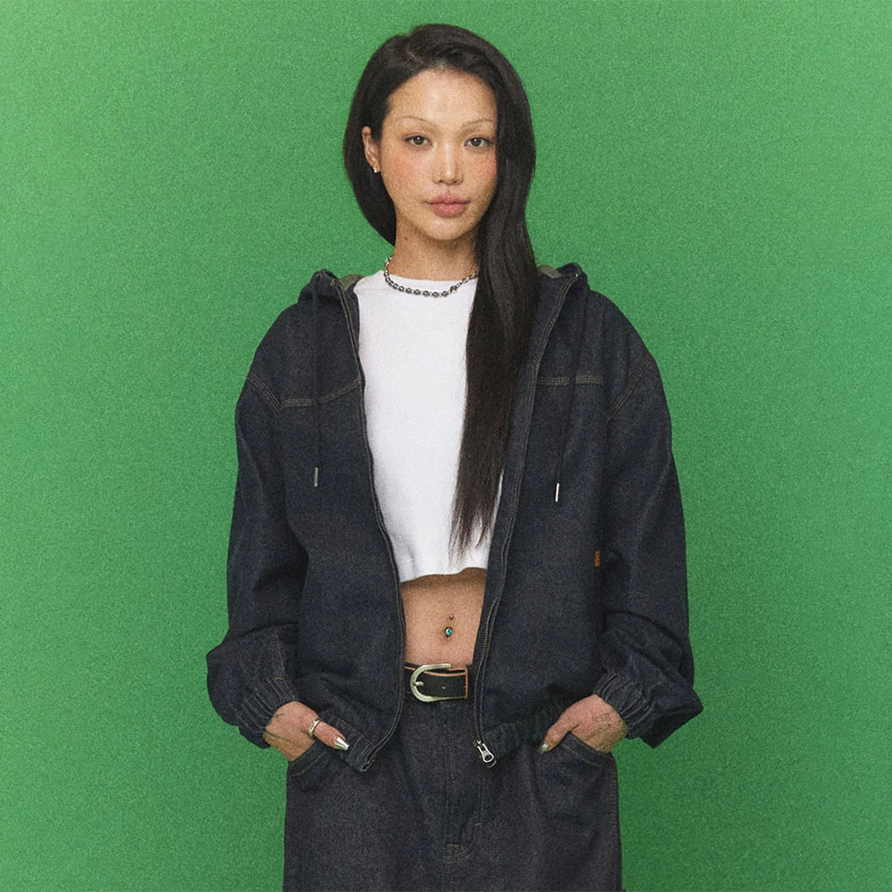 牛仔 連帽衫 夾克 靛藍 低筒