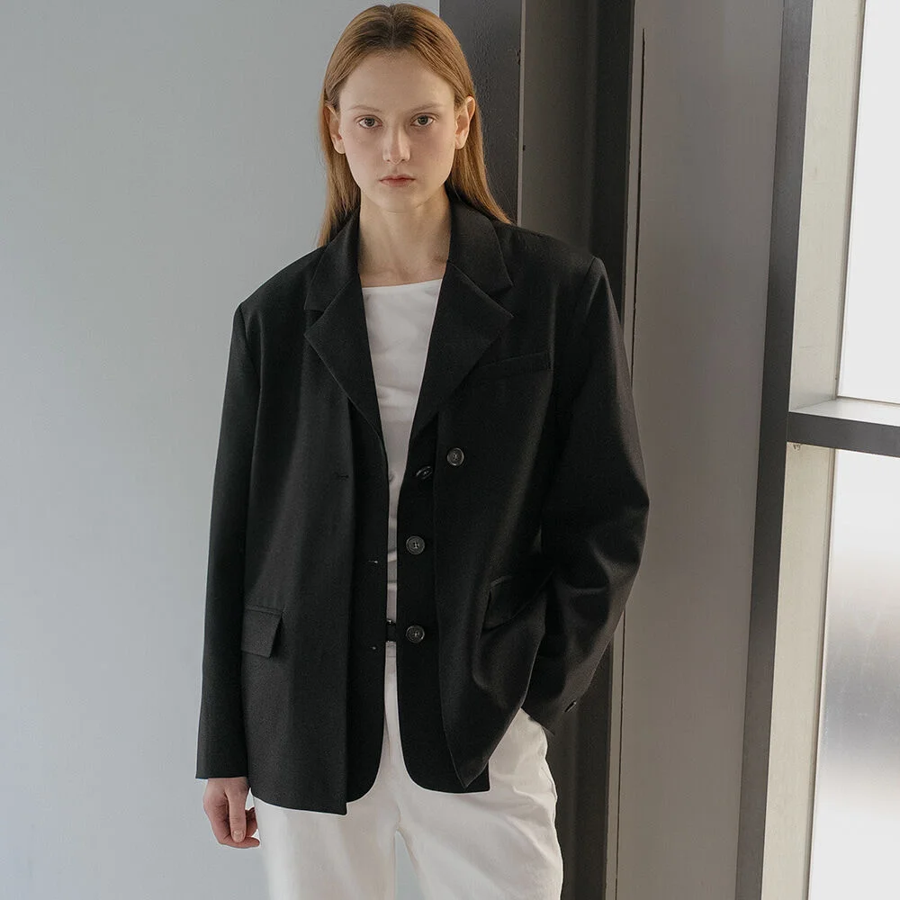 Two-way lapel jacket _Black