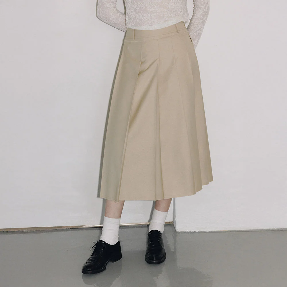 Structured Pleated A-Line Midi Skirt SW6SS684_2color