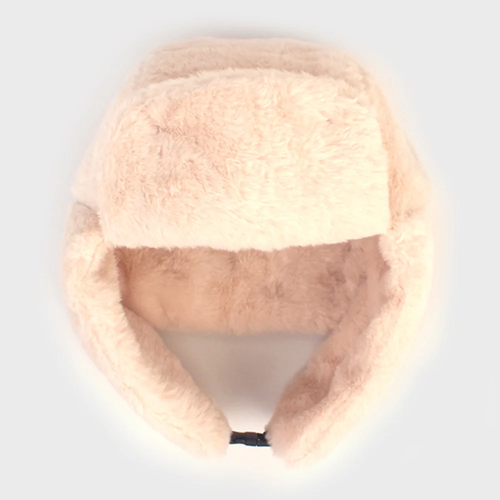 Soft Fur Beige Aviator Hat 飛行帽