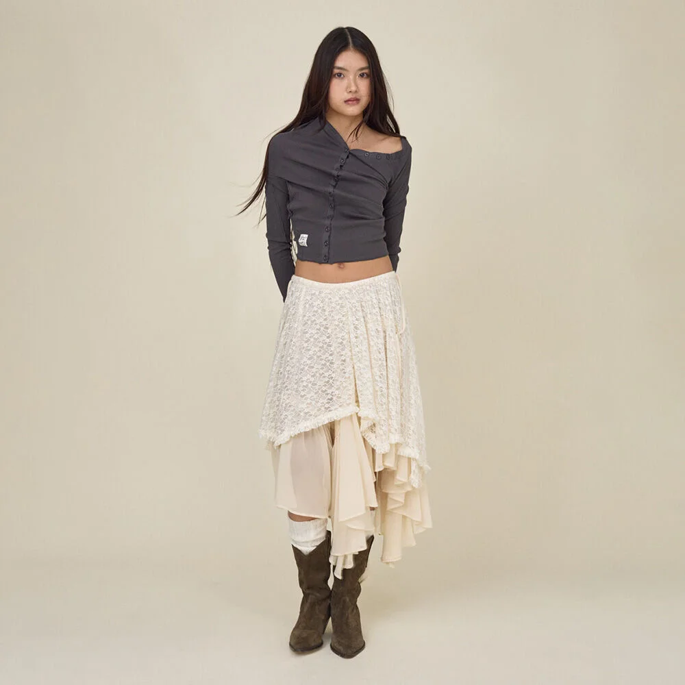 BOHO LACE LONG SKIRT (IVORY)