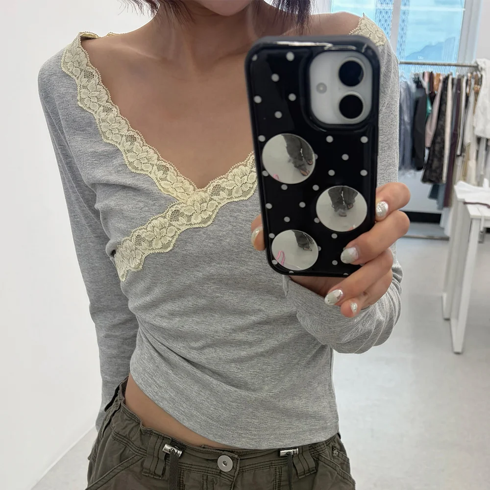 V-NECK WRAP T-SHIRT (MELANGE)