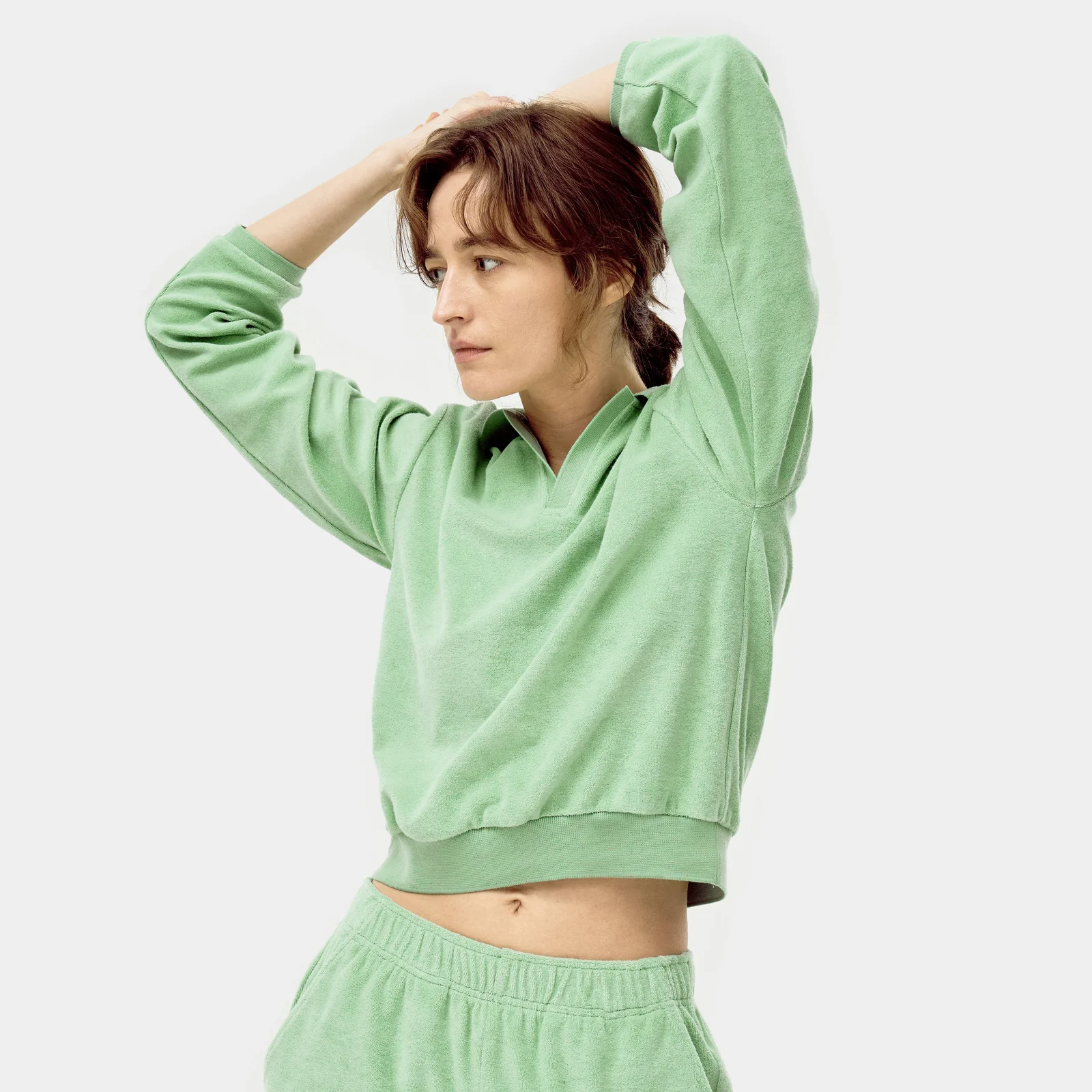LONG SLEEVED TOWELING POLO SETS_MINT