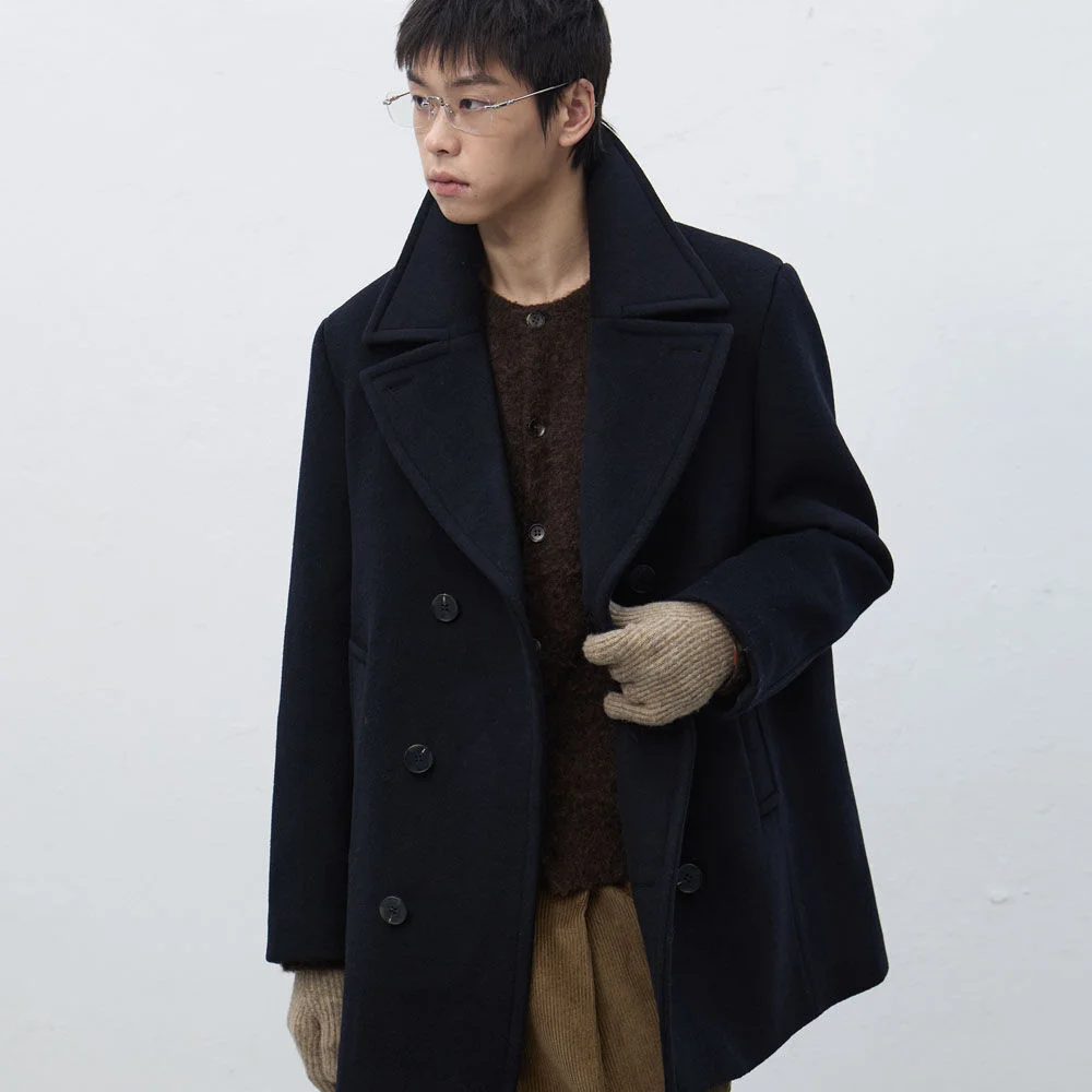 MAN 羊毛 混紡 雙 Peacoat / SBE4M10015