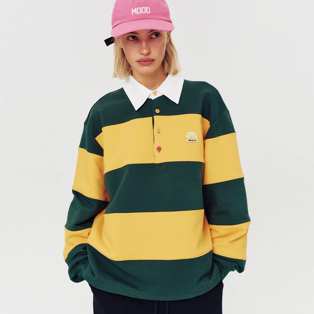 48 COLLEGE STRIPE RUGBY SHIRT YELLOW