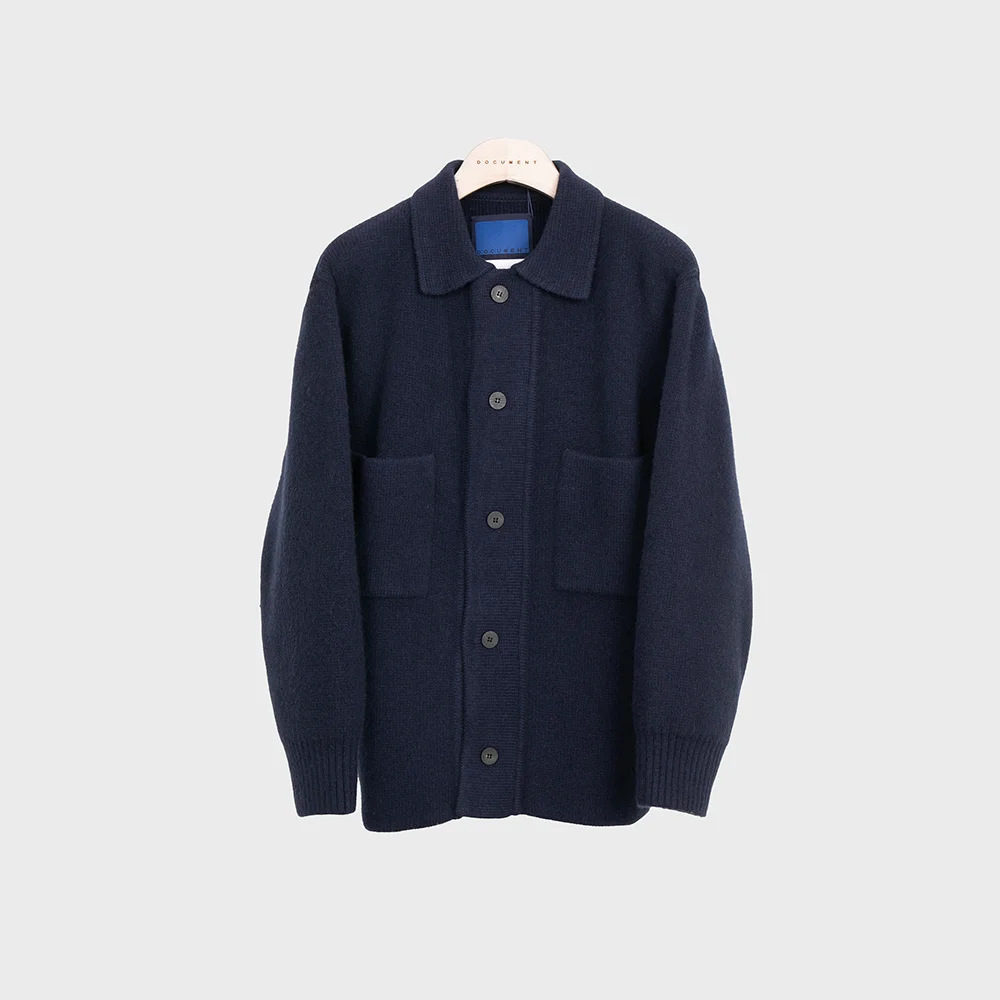 HEAVY WEIGHT WOOL DOUBLE POCKET CARDIGAN_NAVY