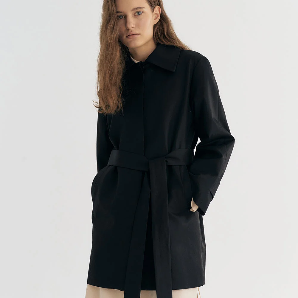Classic Half Trench Coat (Black)