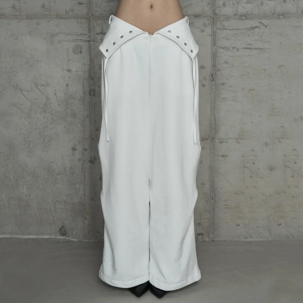 Double Rib Pintuck Training Pants (White)