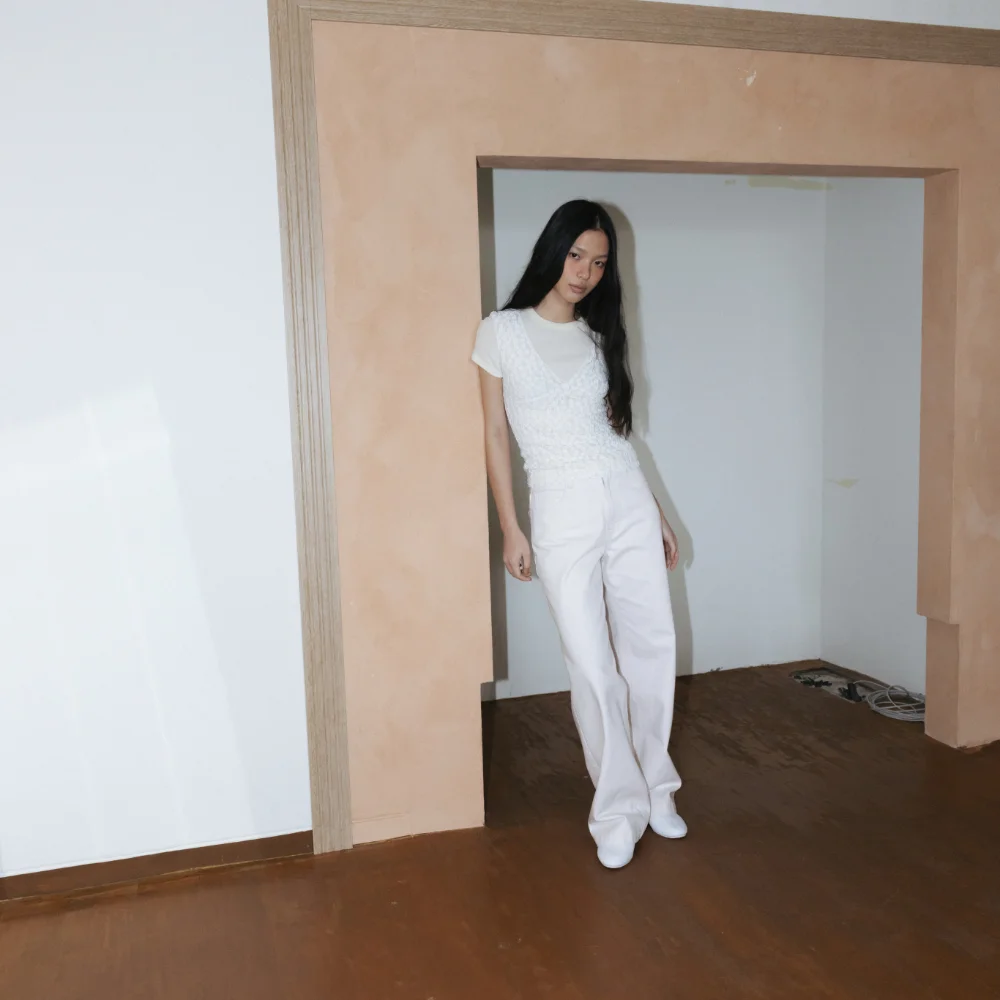 Japanese Cotton Straight Pants (Light Pink / Light Gray / Dark Navy)