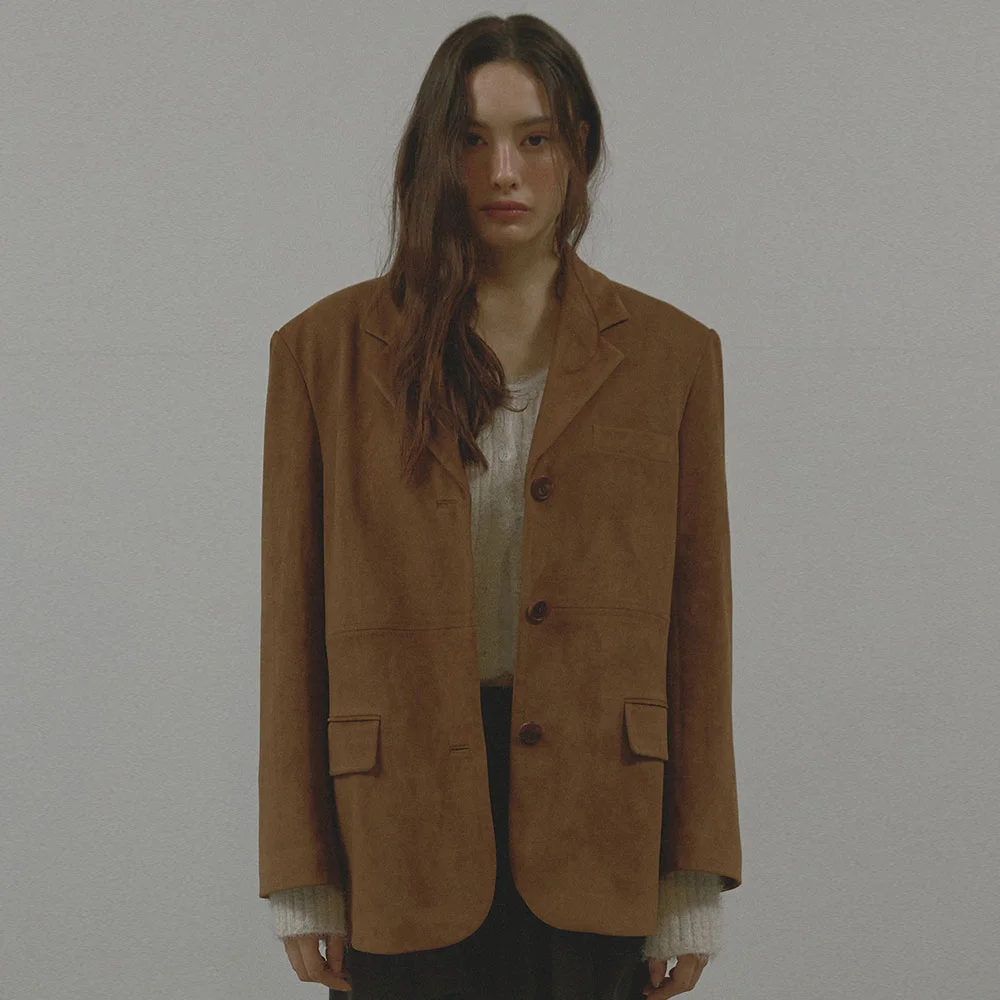 STITCH SUEDE JACKET (BROWN)